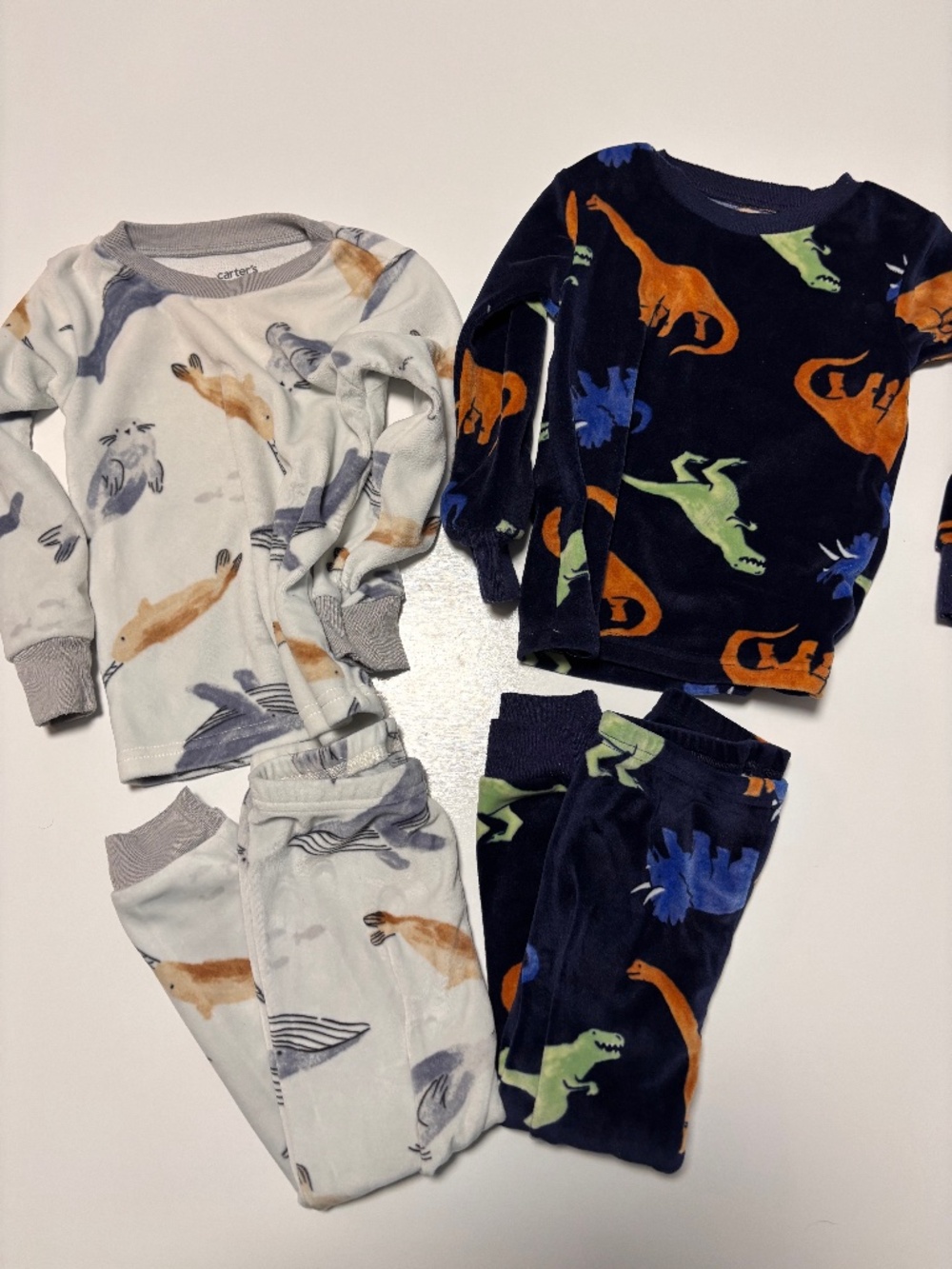 Toddler Boys Dinosaur and Whale Carters Pajama Bundle Size 2T